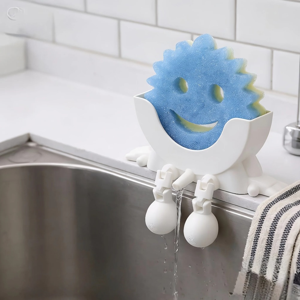 Home Bathroom Sink - 水切り可能な石鹸＆スポンジホルダー 2-in-1 収納トレイ 多機能オーガナイザー キッチン/バスルームシンク用 実用的な家の装飾品
