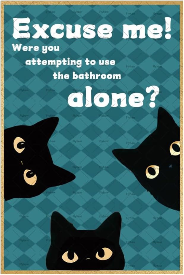 Home Alone Bathroom - ごめんなさい、あなたは一人でトイレを使おうとしていましたか？金属製のブリキ看板、黒猫の装飾飾り板、ポスター、家の壁飾り。