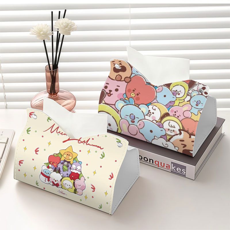 Home Bathroom Equipment - BT21アイドル関連のペーパータオルボックス（漫画の車の配置） バスルームに物を置くのに適しています 2026