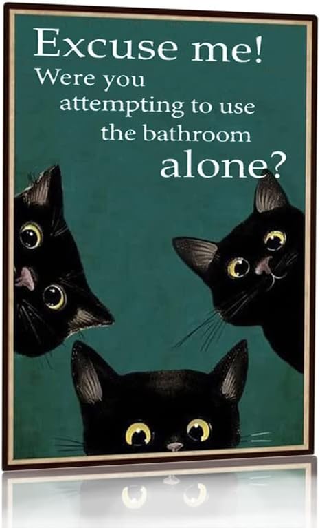 Home Alone Bathroom - 面白い黒猫のバスルーム装飾サイン「ごめんなさい、一人でトイレを使おうとしたのですか？」メタルティンサイン、家庭用バスルーム、トイレ用