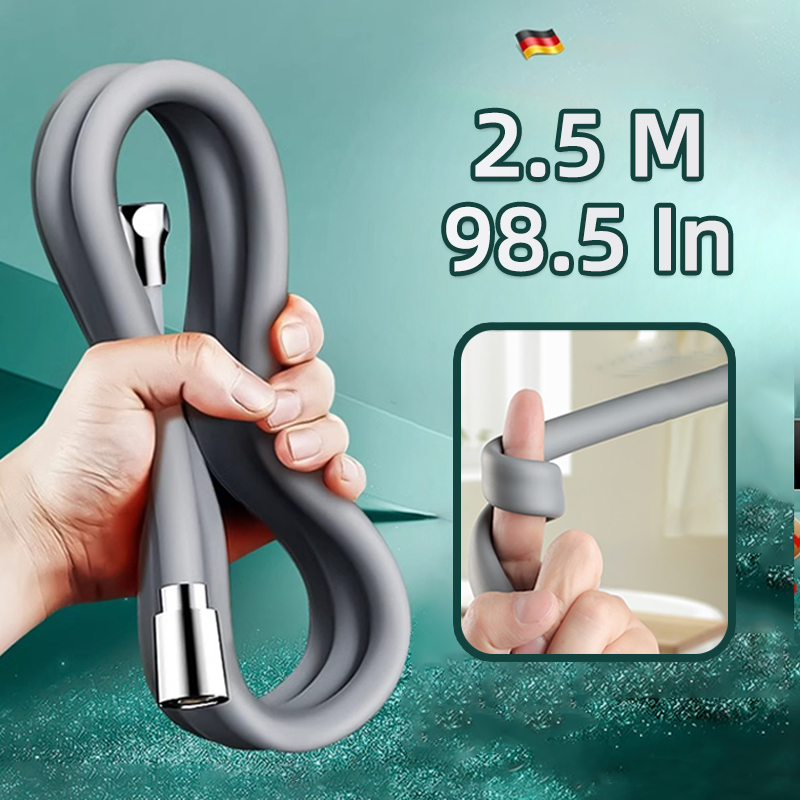 Home Bathroom Equipment - 2.5 メートルグレーエクストラロングシリコンシャワーホースユニバーサルハンドヘルドシャワーヘッド延長パイプ真鍮ナット浴室付属品