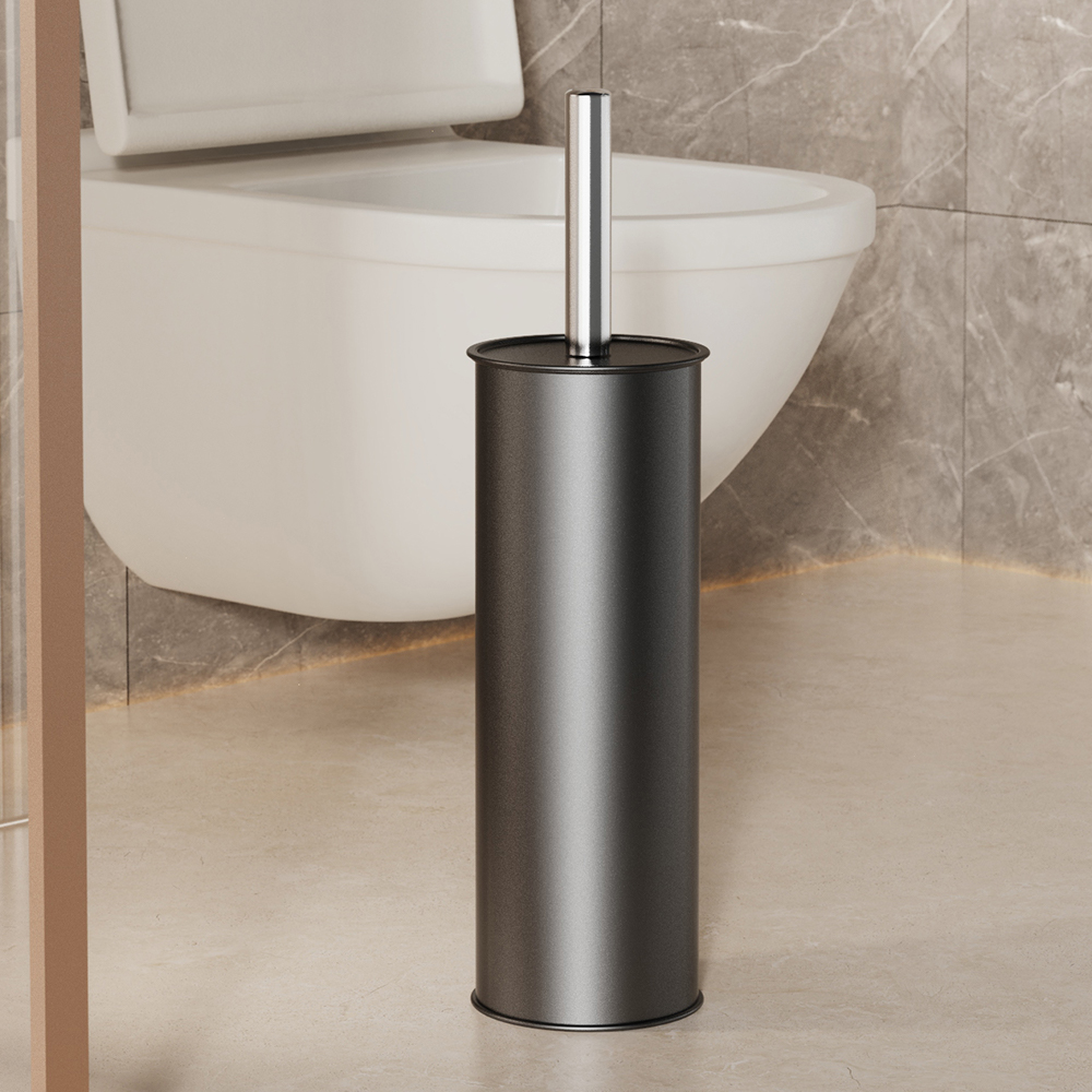 Toilet Brush Holder - 黒色のトイレブラシとホルダー、長い柄のトイレブラシ、浴室用、頑丈なトイレボウルブラシ、ディープクリーニング、クリーナーブラシ