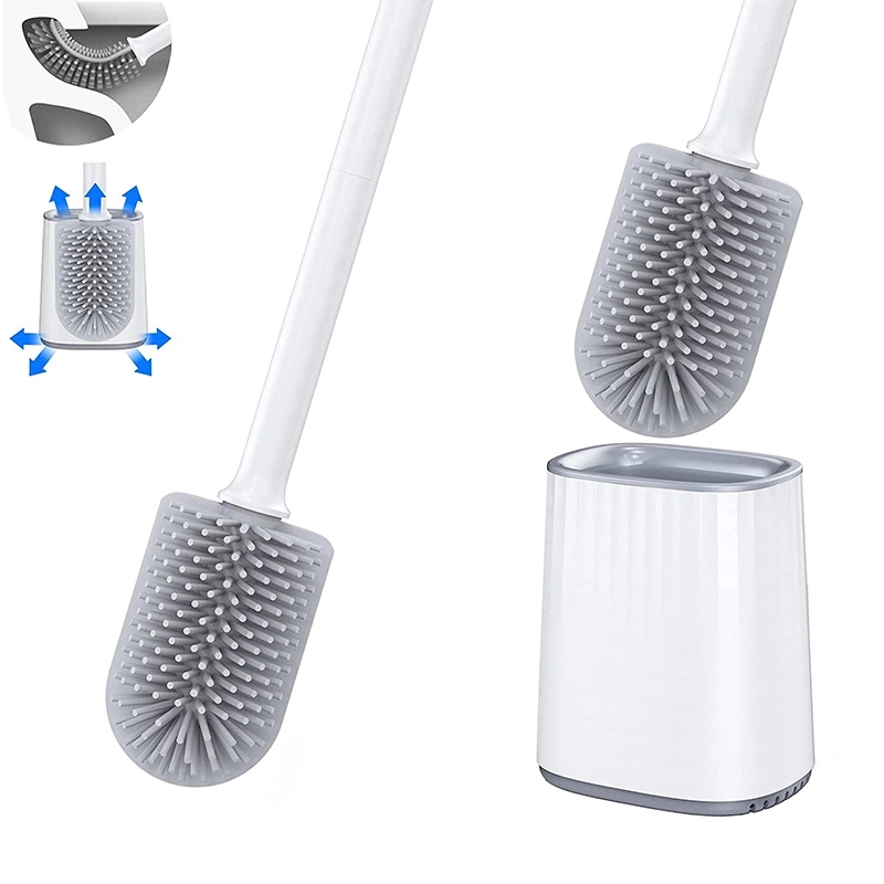 Home Bathroom Cleaning Machine - Wikhostar-トイレスボウルブラシとホルダー、壁掛け式トイレスクラバー、シリコン毛、深いクリーニングツール、バスルームアクセサリー