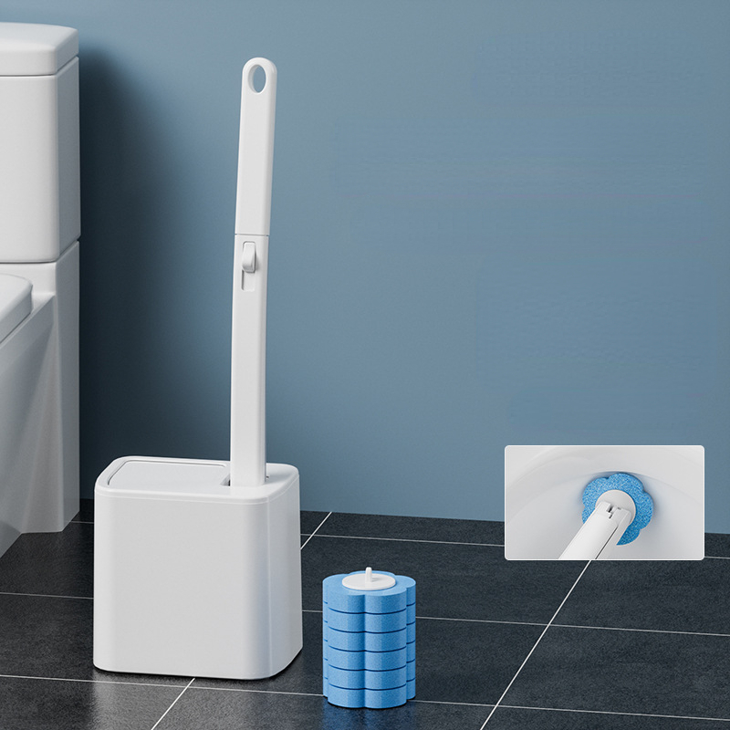 Toilet Brush Holder - 使い捨て壁掛け式トイレブラシ,長い柄,交換可能なクリーニングツール,トイレアクセサリー