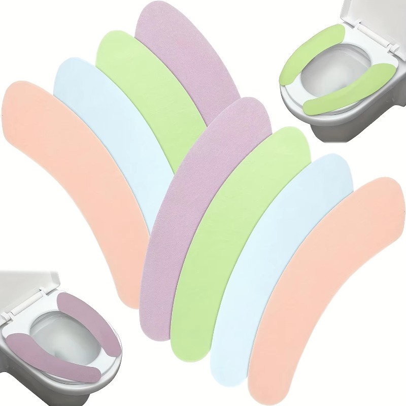 Home Bathroom Equipment - 1/5/10 ペアカラフルな便座クッションソフトで快適な洗える粘着性便座クッション浴室クリーニングアクセサリー