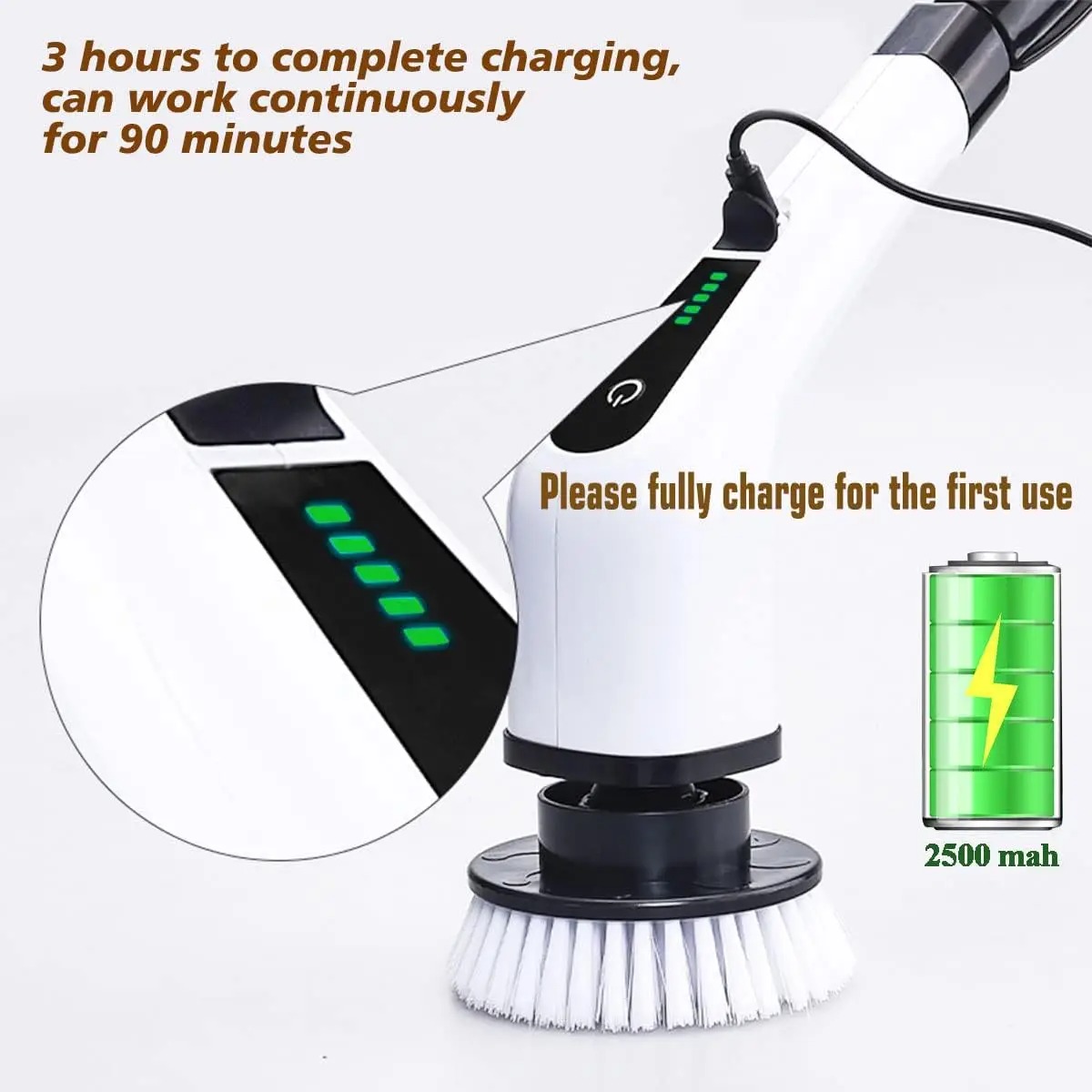Home Bathroom Cleaning Machine - 強力なコードレス電動スピンスクラバー、多目的クリーニングブラシ（シャワー、シンク、タイル、目地、キッチン、バスルーム用）