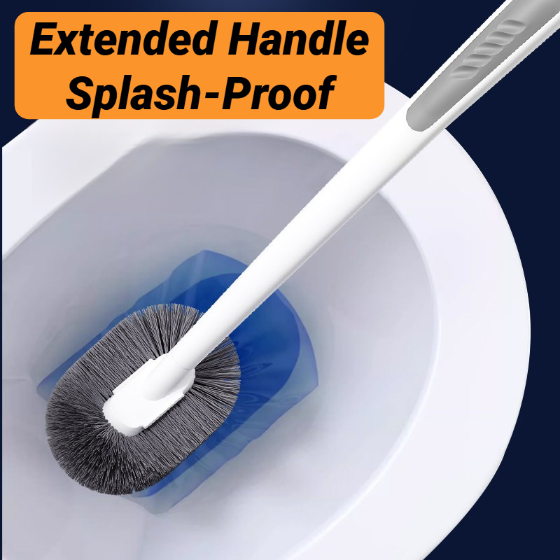 Toilet Brush Holder - 壁掛け式ロングハンドルPPトイレブラシ半球溝デザイン死角なし耐久性のある家庭用浴室掃除ツール
