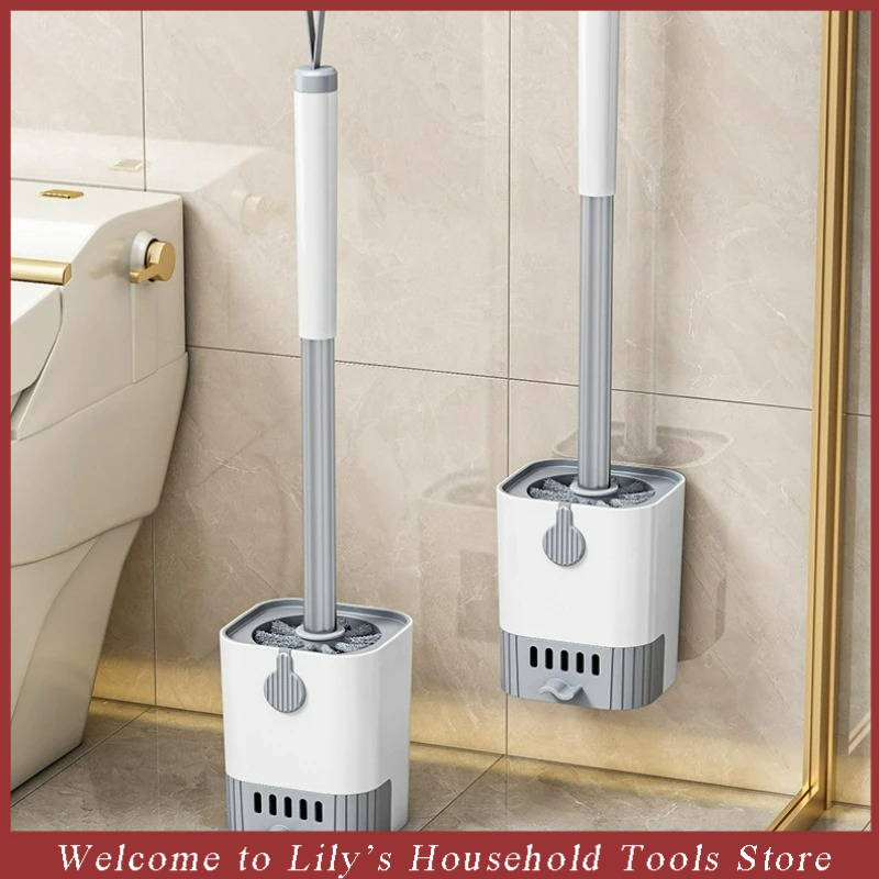 Toilet Brush Holder - 1 セットトイレブラシホルダー付き壁掛けロングハンドル柔軟な便器クリーニングブラシ浴室クリーニング用品