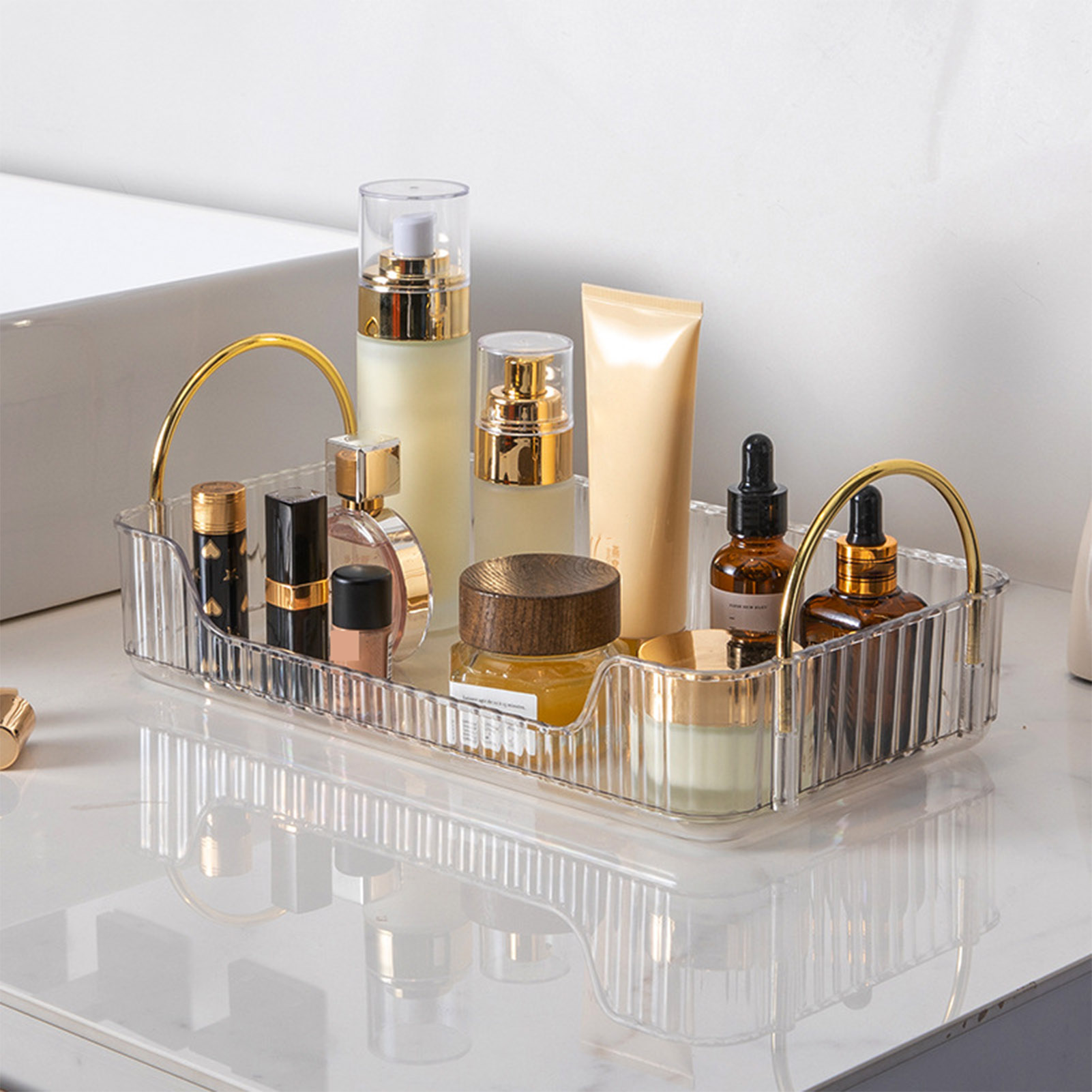 バスルームオーガナイザーラックライト高級アクリル収納ホルダー - Home Bathroom Organizer のレビューと価格