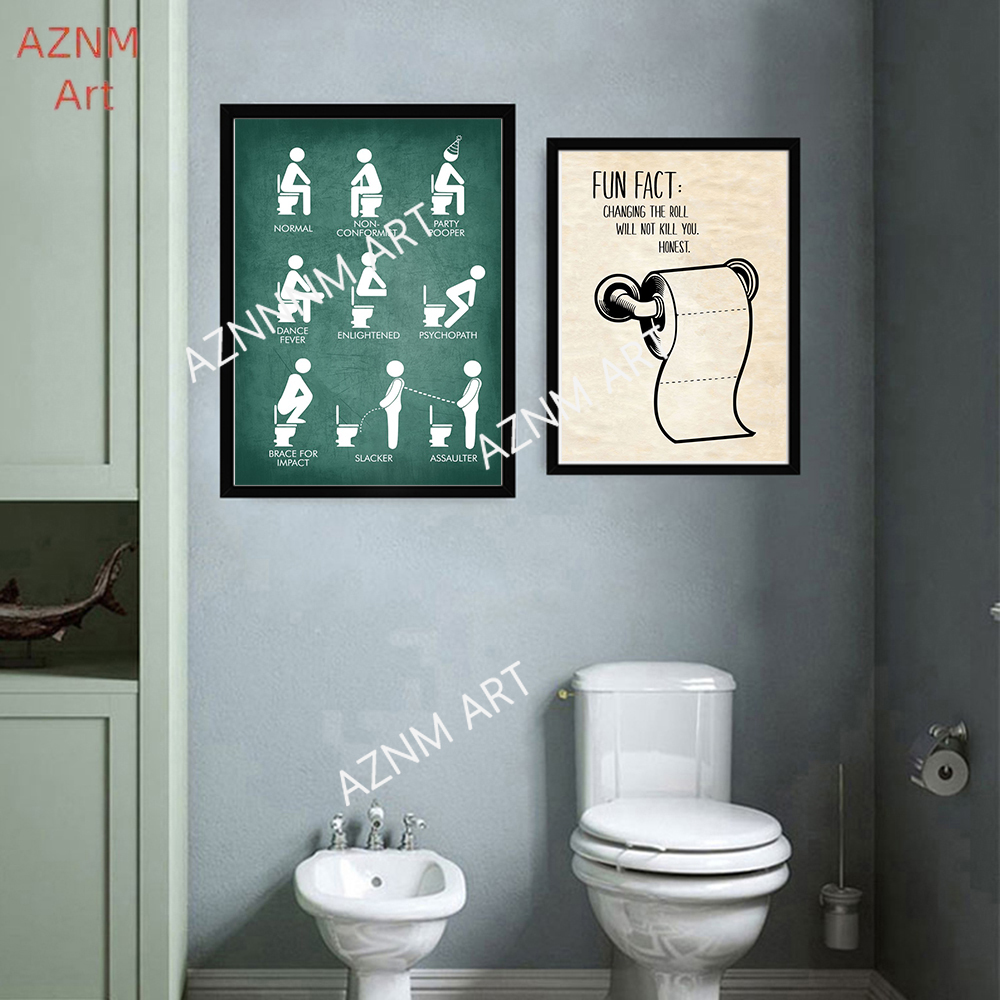 壁アートキャンバス絵画面白いバスルームルールサイン北欧黒白ポ - Home Bathroom Wall Art のレビューと価格