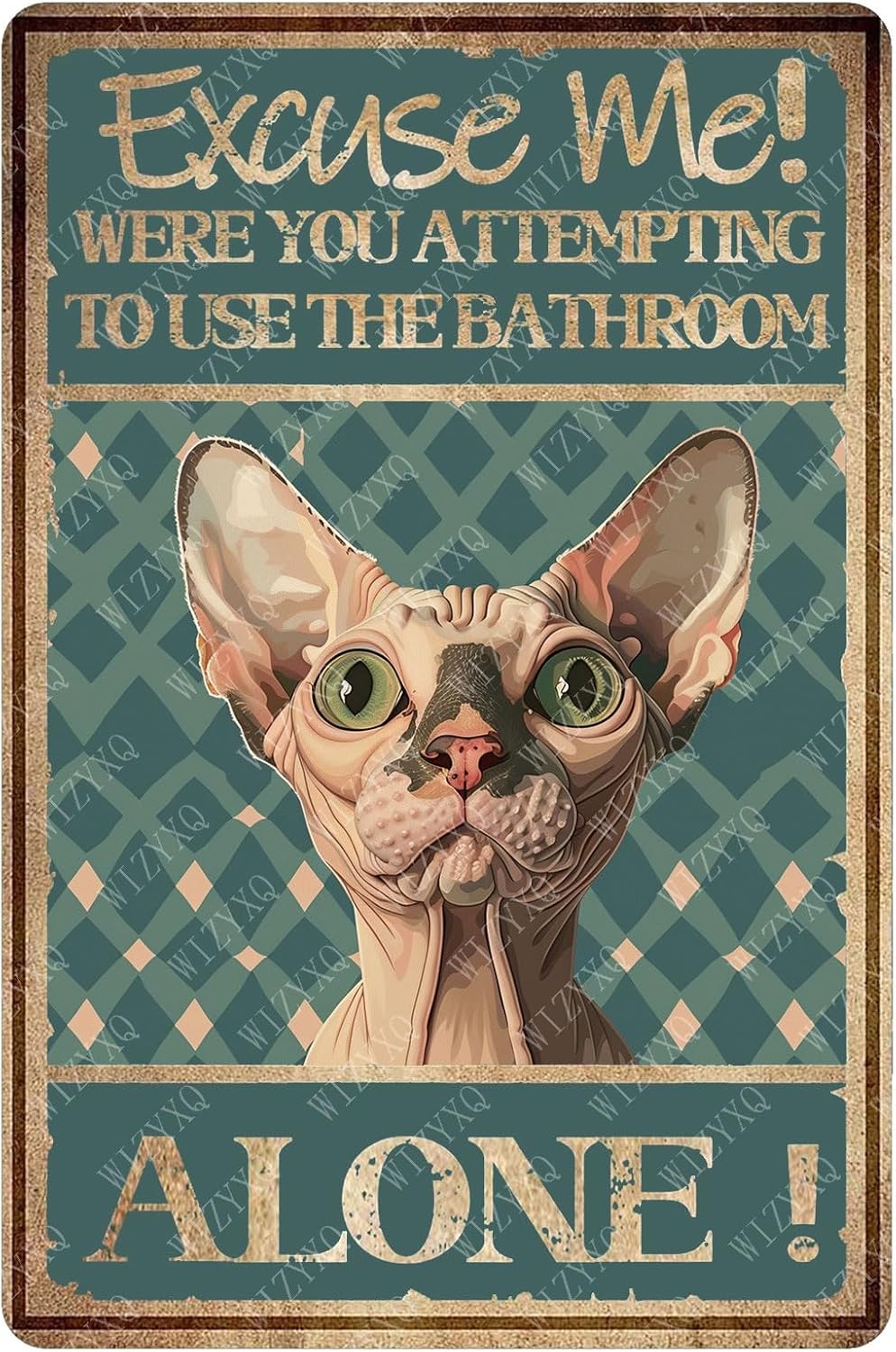 メタルサイン「Excuse Me Alone」無毛猫サイン、 - Home Alone Bathroom のレビューと価格