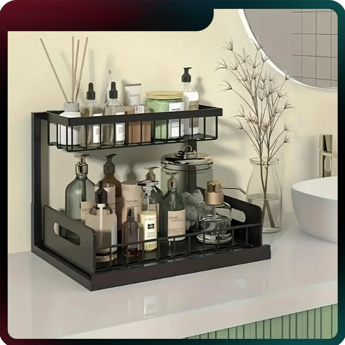 頑丈なプルアウト式キャビネットオーガナイザー、シンク下収納ラ - Home Bathroom Sink のレビューと価格