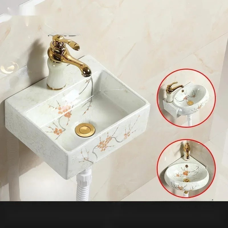 セラミック製コーナー三角形壁掛け小型洗面台 省スペース吊り下 - Home Bathroom Sink のレビューと価格