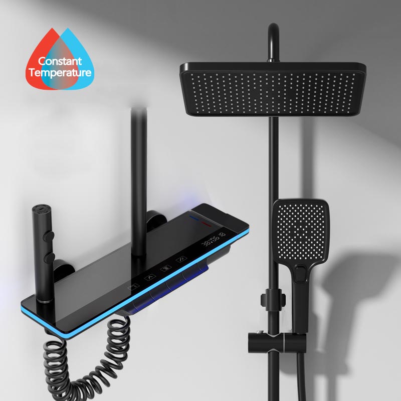 バスルーム高級シャワーシステム ライト付き 強化ガラス ピア - Home Bathroom Key のレビューと価格