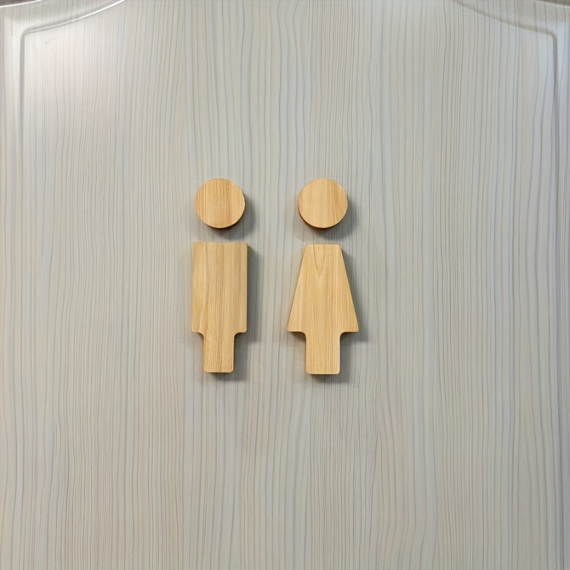 木製バスルームサイン 2 個 男性と女性のトイレのドア用 家 - Home Bathroom Equipment のレビューと価格