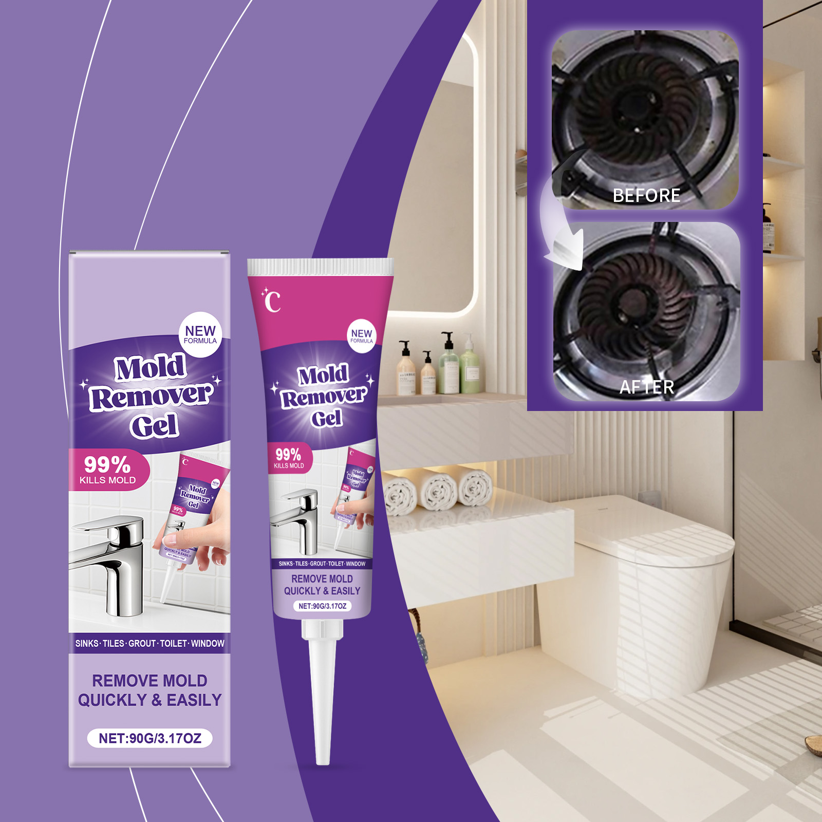 防カビ除去ジェル速効性頑固な汚れクリーナー壁タイル目地シーラ - Home Bathroom Cleaning Solution のレビューと価格