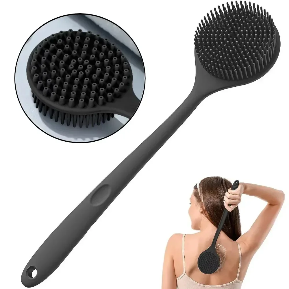 シリコーンロングハンドルシャワーブラシソフト毛怠惰なバスツー - Home Bathroom Cleaning Machine のレビューと価格