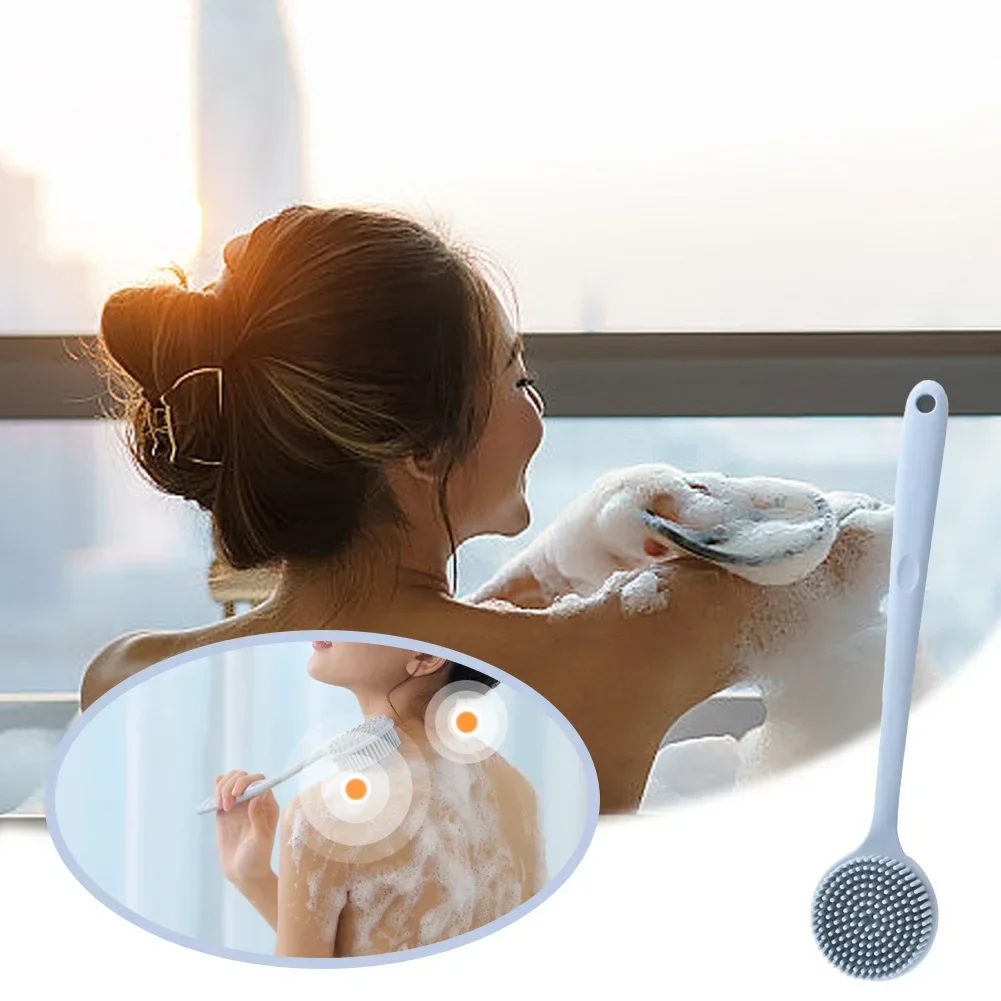 シリコーンロングハンドルシャワーブラシソフト毛怠惰なバスツー - Home Bathroom Cleaning Machine のレビューと価格