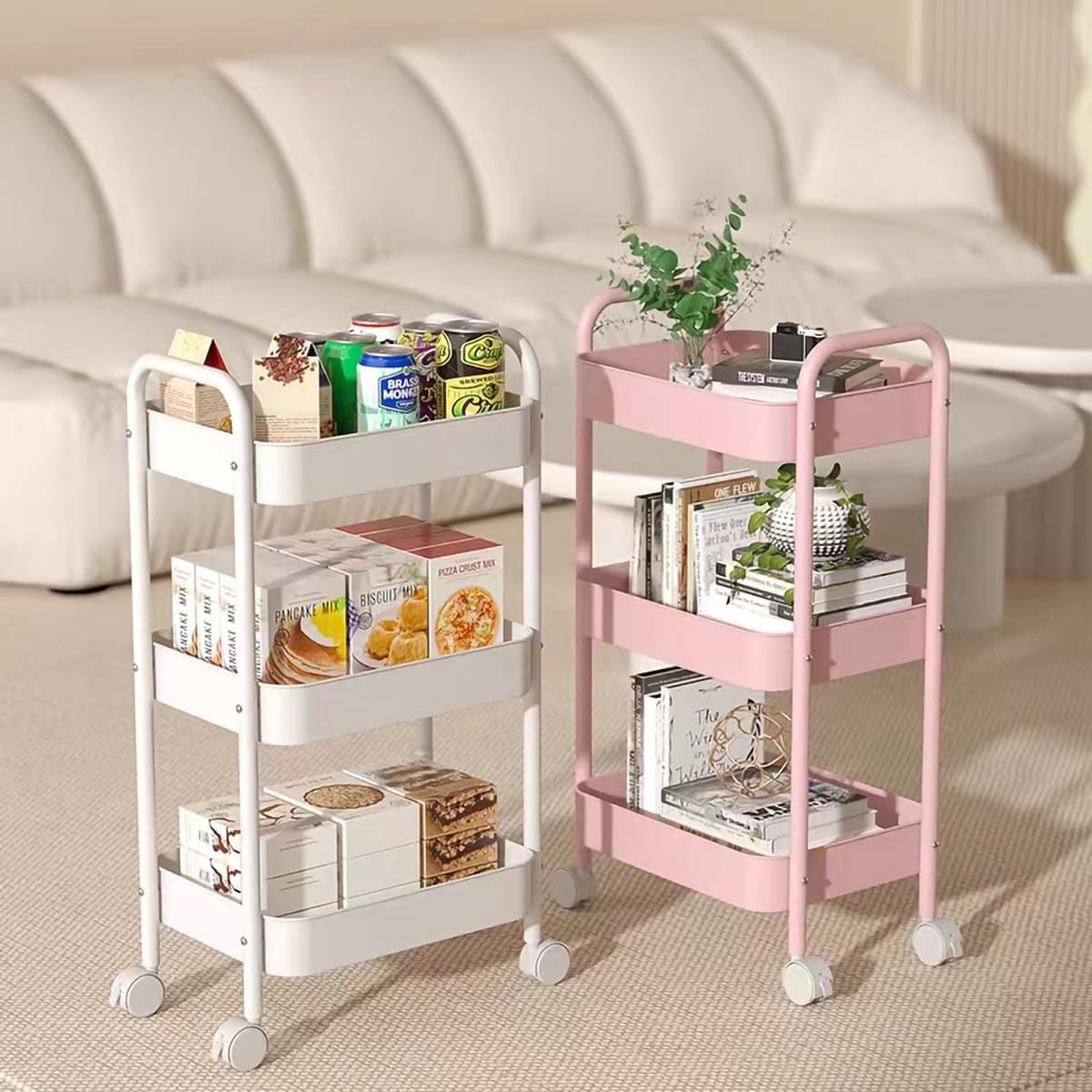 3段式ローリング収納カート、頑丈な金属メッシュオーガナイザー - Home Bathroom Organizer のレビューと価格