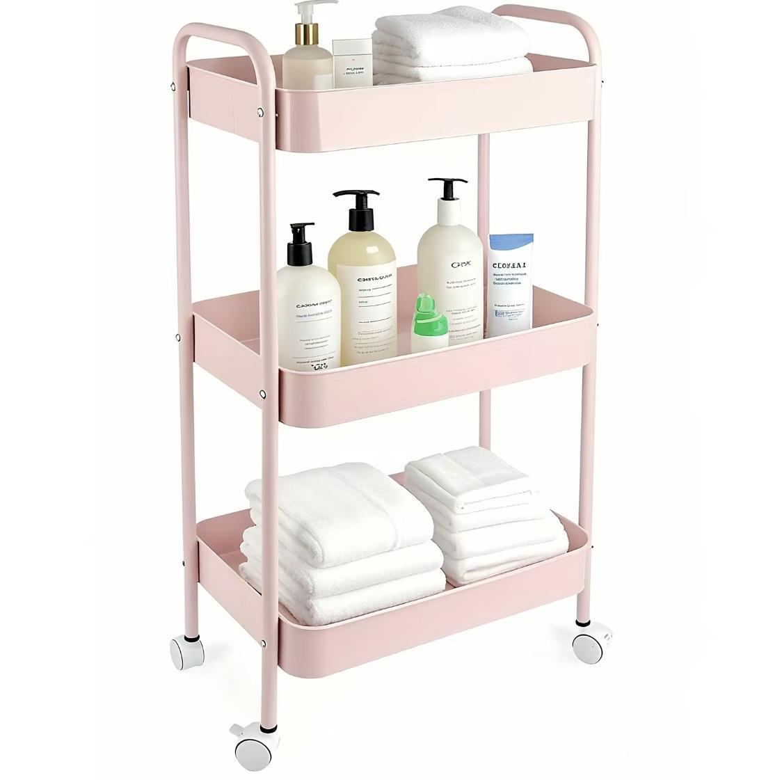 3段式ローリング収納カート、頑丈な金属メッシュオーガナイザー - Home Bathroom Organizer のレビューと価格