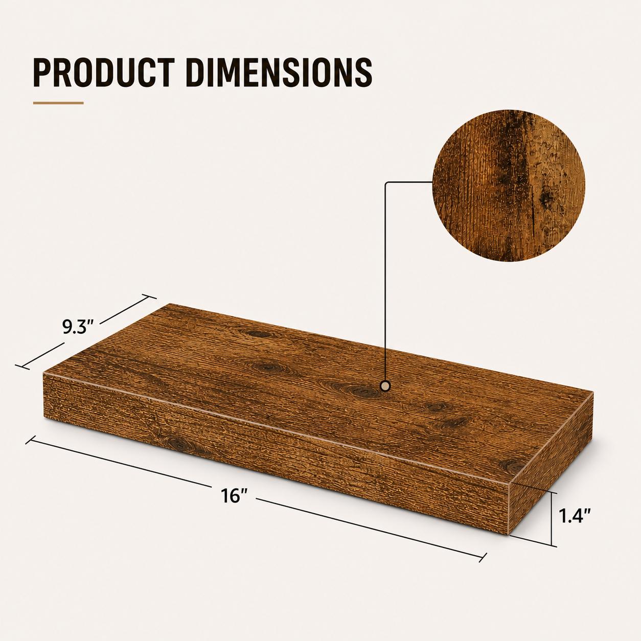 2個セット 素朴な木製フローティングシェルフ 壁掛け収納ラッ - Home Bathroom Organizer のレビューと価格