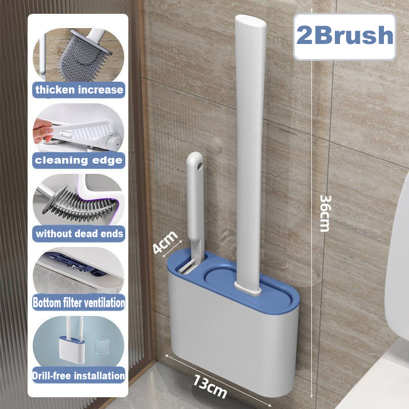 壁掛けトイレブラシ ホルダー付き 長柄シリコントイレブラシ  - Toilet Brush Holder のレビューと価格