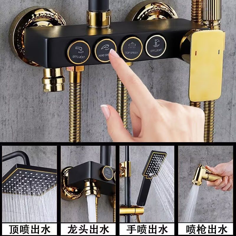 ブラックゴールドステンレス鋼シャワーシステムコンプリートセッ - Home Bathroom Equipment のレビューと価格
