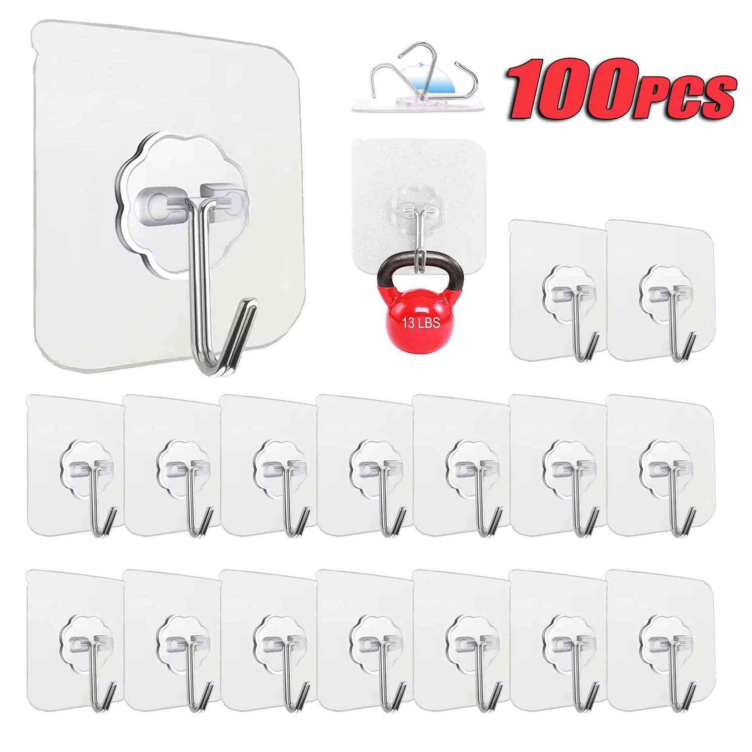 透明ステンレス強力粘着壁フック 多目的タオル衣類キー収納吊り - Home Bathroom Key のレビューと価格