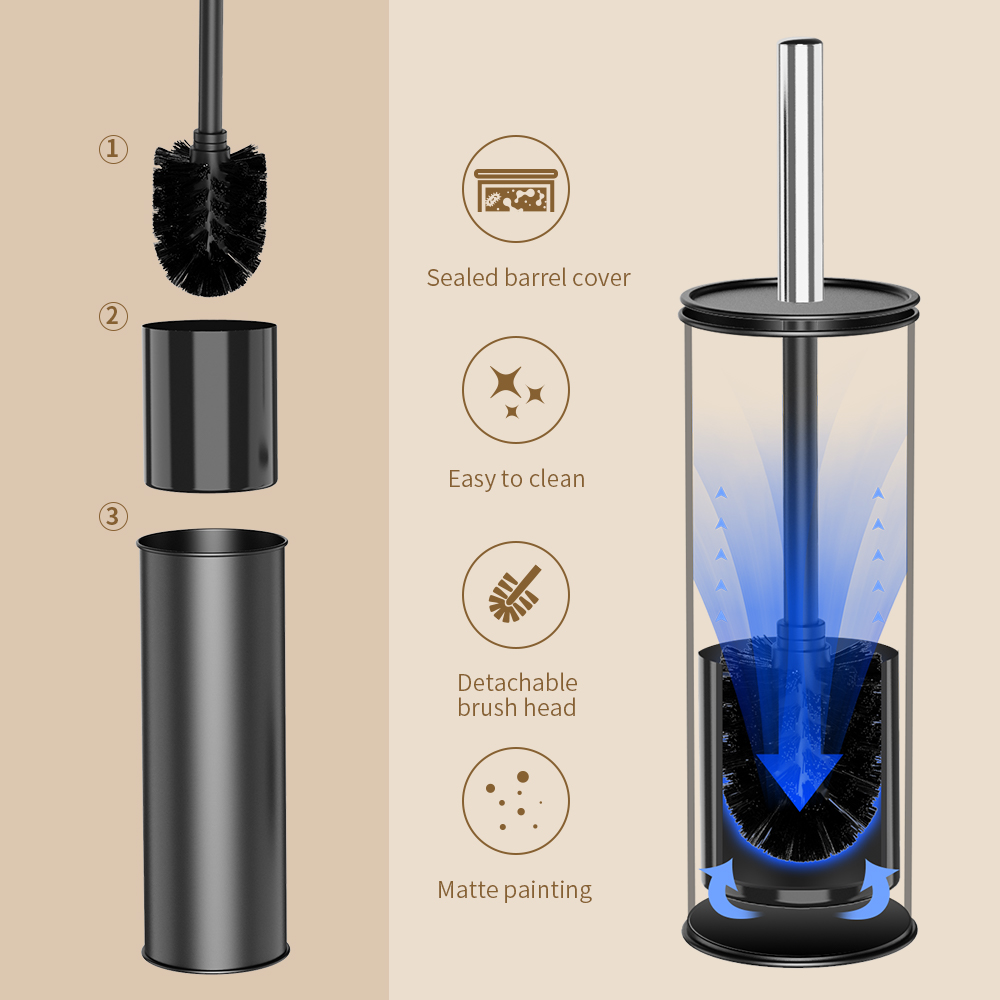 黒色のトイレブラシとホルダー、長い柄のトイレブラシ、浴室用、 - Toilet Brush Holder のレビューと価格