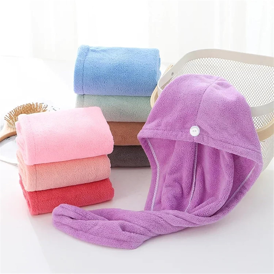 1PC コーラルフリースヘアタオルラップ女性速乾性ヘア乾燥キ - Home Bathroom Equipment のレビューと価格