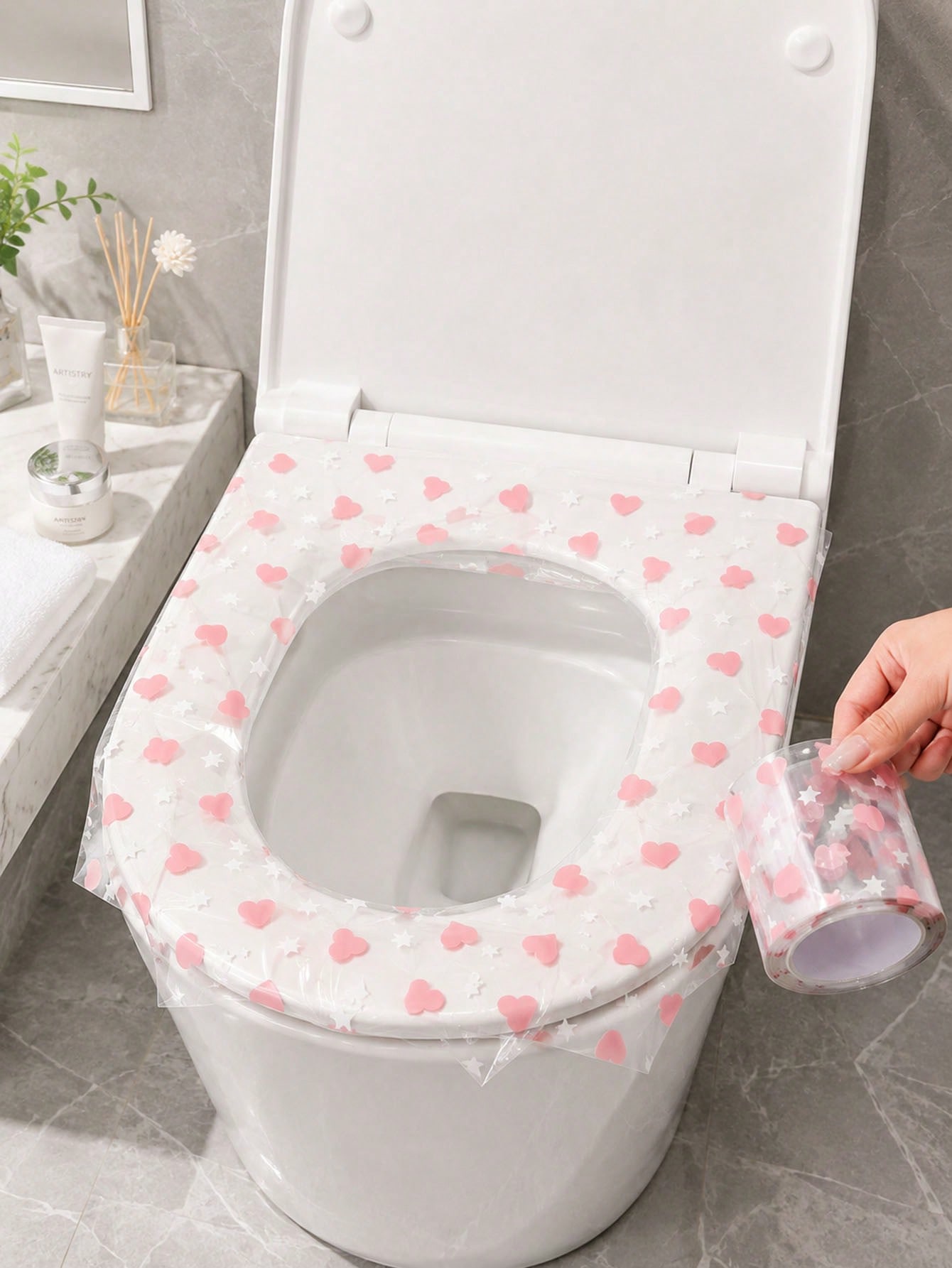 133枚入り使い捨て便座カバー、防水便座保護フィルム、ハート - Home Bathroom Equipment のレビューと価格