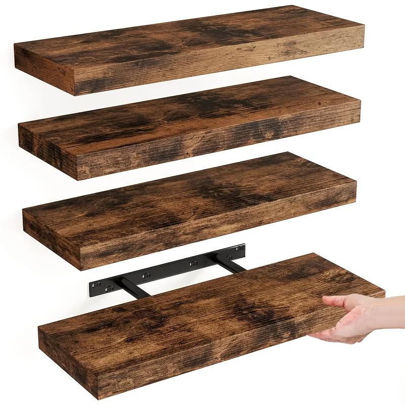 4個セットのフローティングシェルフ 壁掛け収納ラック 素朴な - Home Bathroom Organizer のレビューと価格