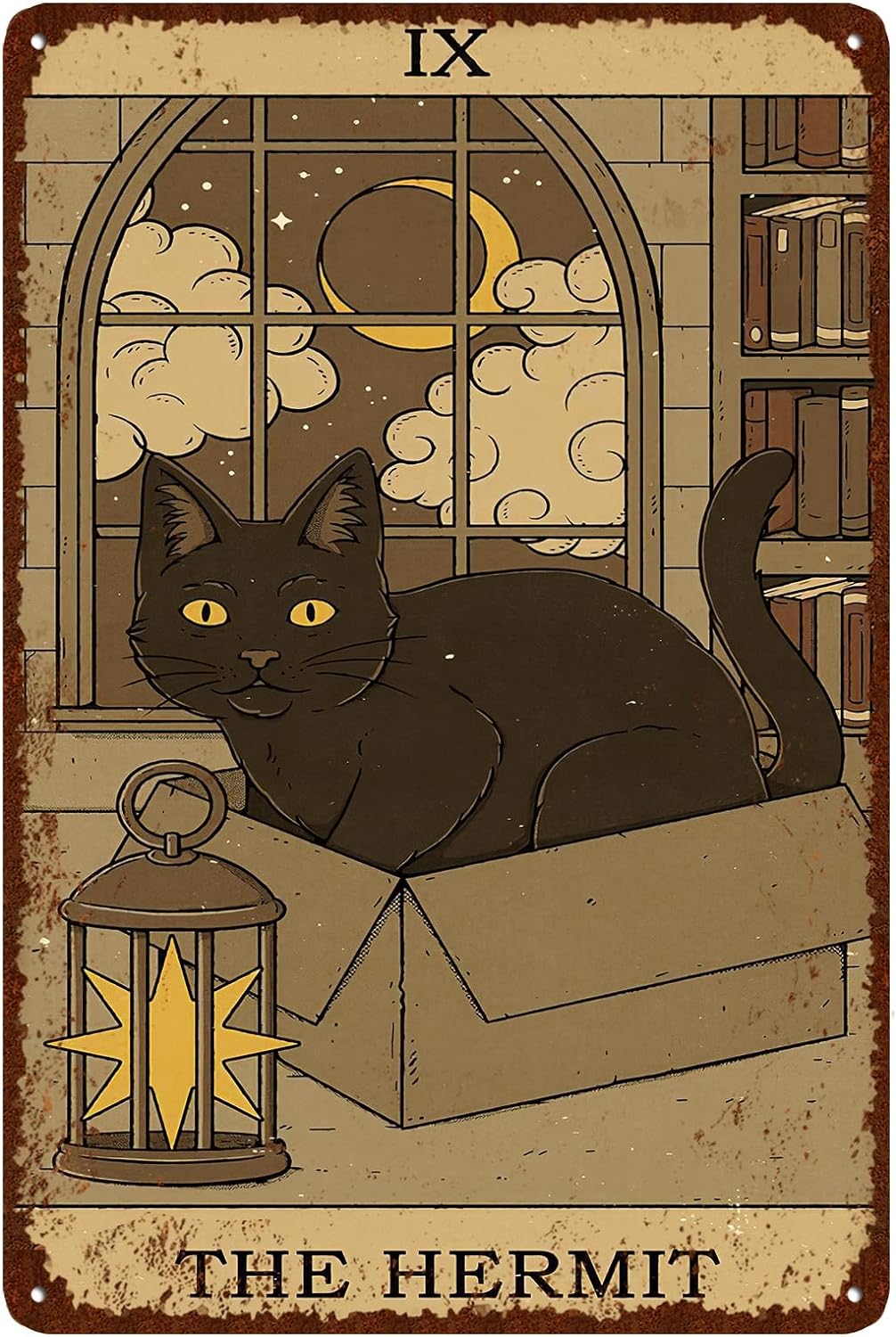 ヴィンテージ猫のブリキ看板 レトロタロットカード メタルサイ - Home Bathroom Wall Art のレビューと価格