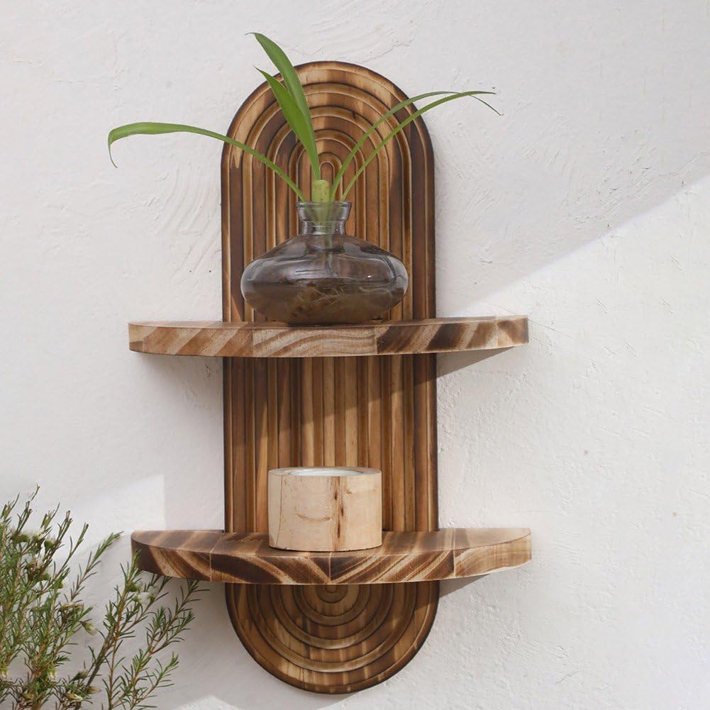 ボヘミアンレインボー吊り下げ式ウォールシェルフ 2段木製ディ - Home Bathroom Organizer のレビューと価格
