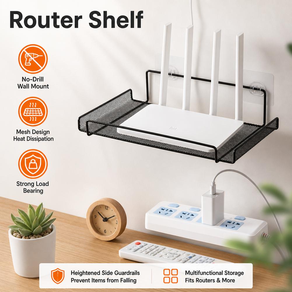 ステンレス製壁掛けルーターシェルフ 穴あけ不要 WiFi収納 - Home Bathroom Organizer のレビューと価格