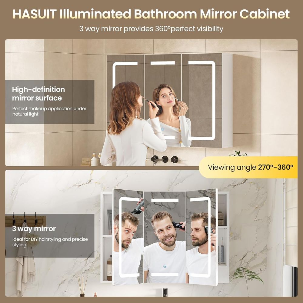 鏡付き薬棚オーガナイザー、照明付き収納付き浴室薬棚、LEDラ - Home Bathroom Organizer のレビューと価格