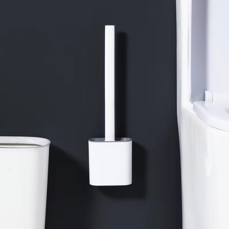 1PC 黒壁掛けトイレブラシシリコーンフラットブラシヘッドト - Toilet Brush Holder のレビューと価格
