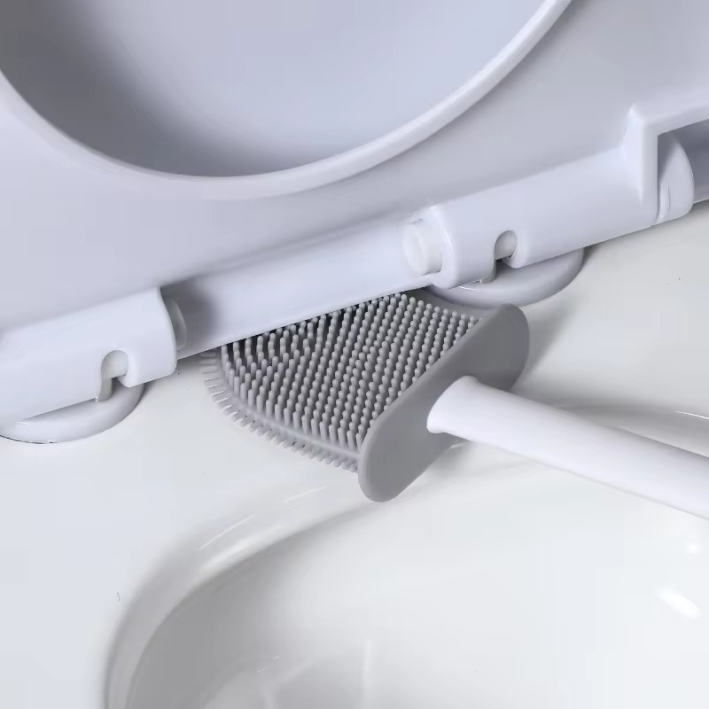 1PC 黒壁掛けトイレブラシシリコーンフラットブラシヘッドト - Toilet Brush Holder のレビューと価格