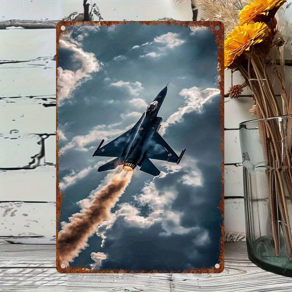 ヴィンテージ「警告：ジェット戦闘機」ユーモラスな金属製ウォー - Jet Home Bathroom のレビューと価格