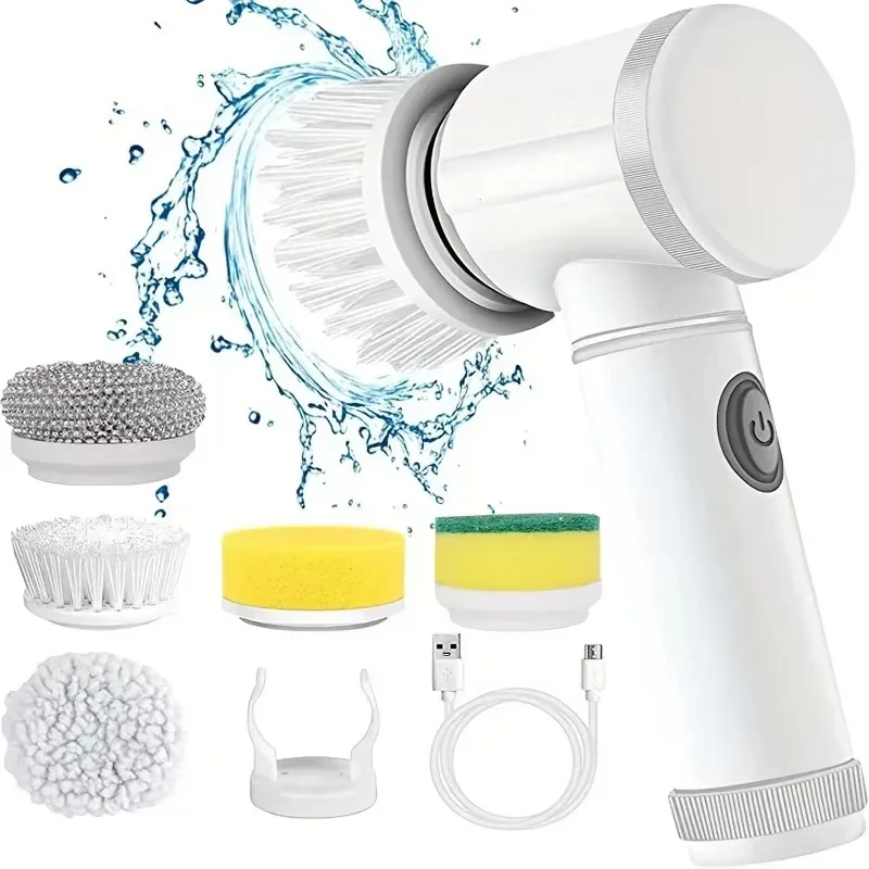 新しいコードレススピンスクラバー、電動充電式、5 in 1ブ - Home Bathroom Cleaning Machine のレビューと価格